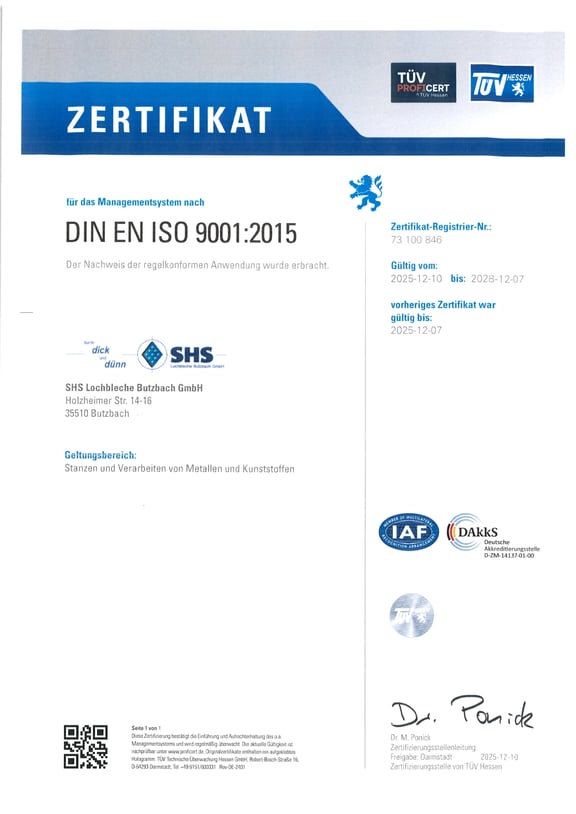 ISO Zertifikat 2025